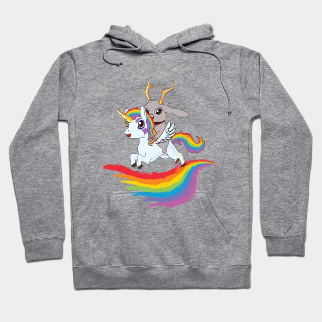 Jackalope on Unicorn Hoodie by Myanko